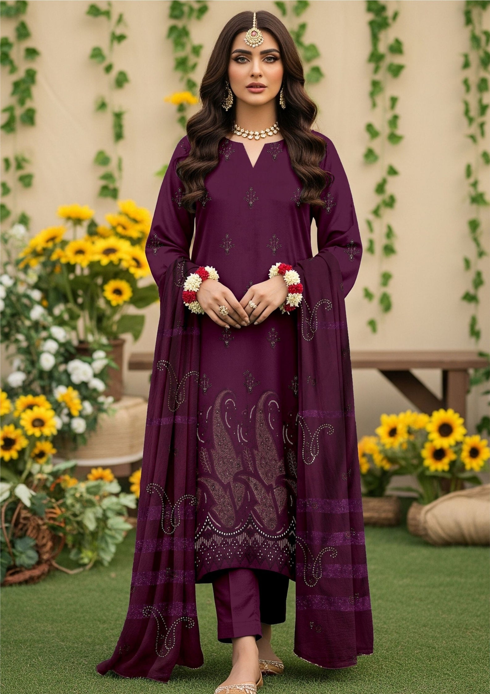 AINA - Unstitched Embroidered Dhanak