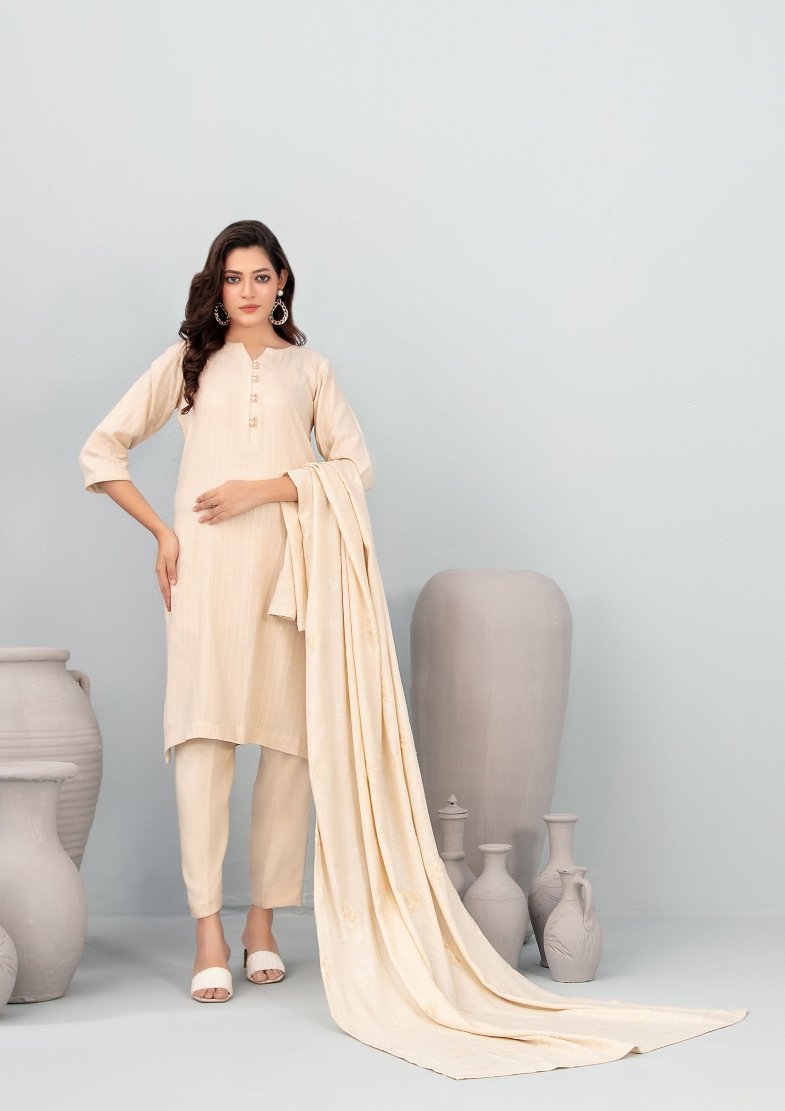ANEZA - Unstitched Fancy Leather Peach