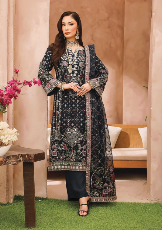SHEESH MAHAL - Semi Stitched 3 - Piece Embroidered