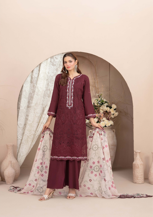 ERSA - Semi Stitched 3-Piece Embroidered Lawn