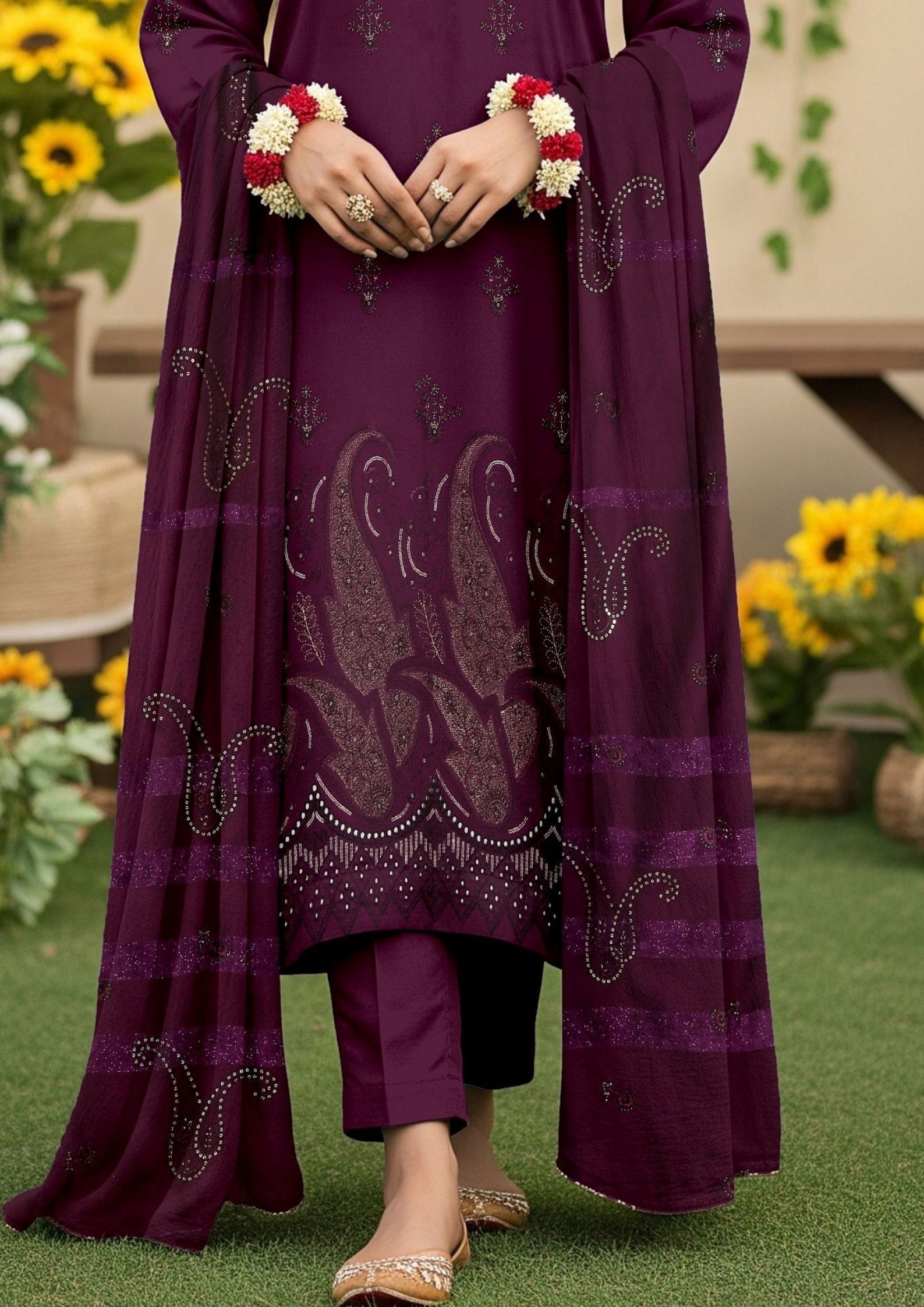AINA - Unstitched Embroidered Dhanak