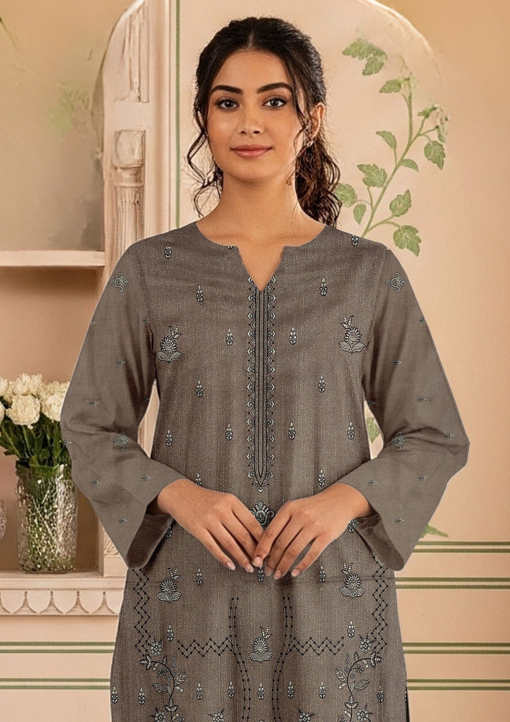 BELLA - Unstitched Embroidered Chamki Dhanak