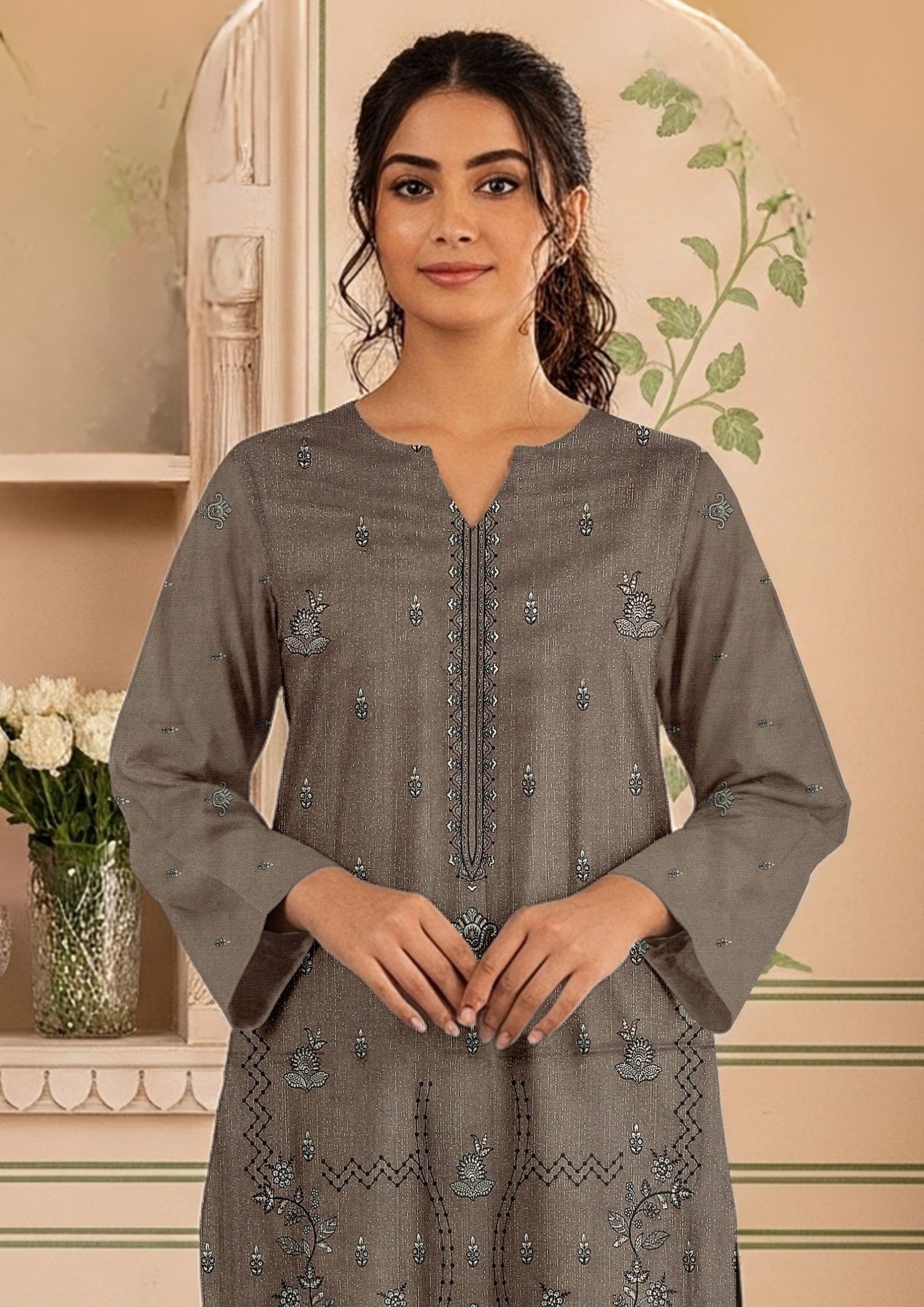 BELLA - Unstitched Embroidered Chamki Dhanak