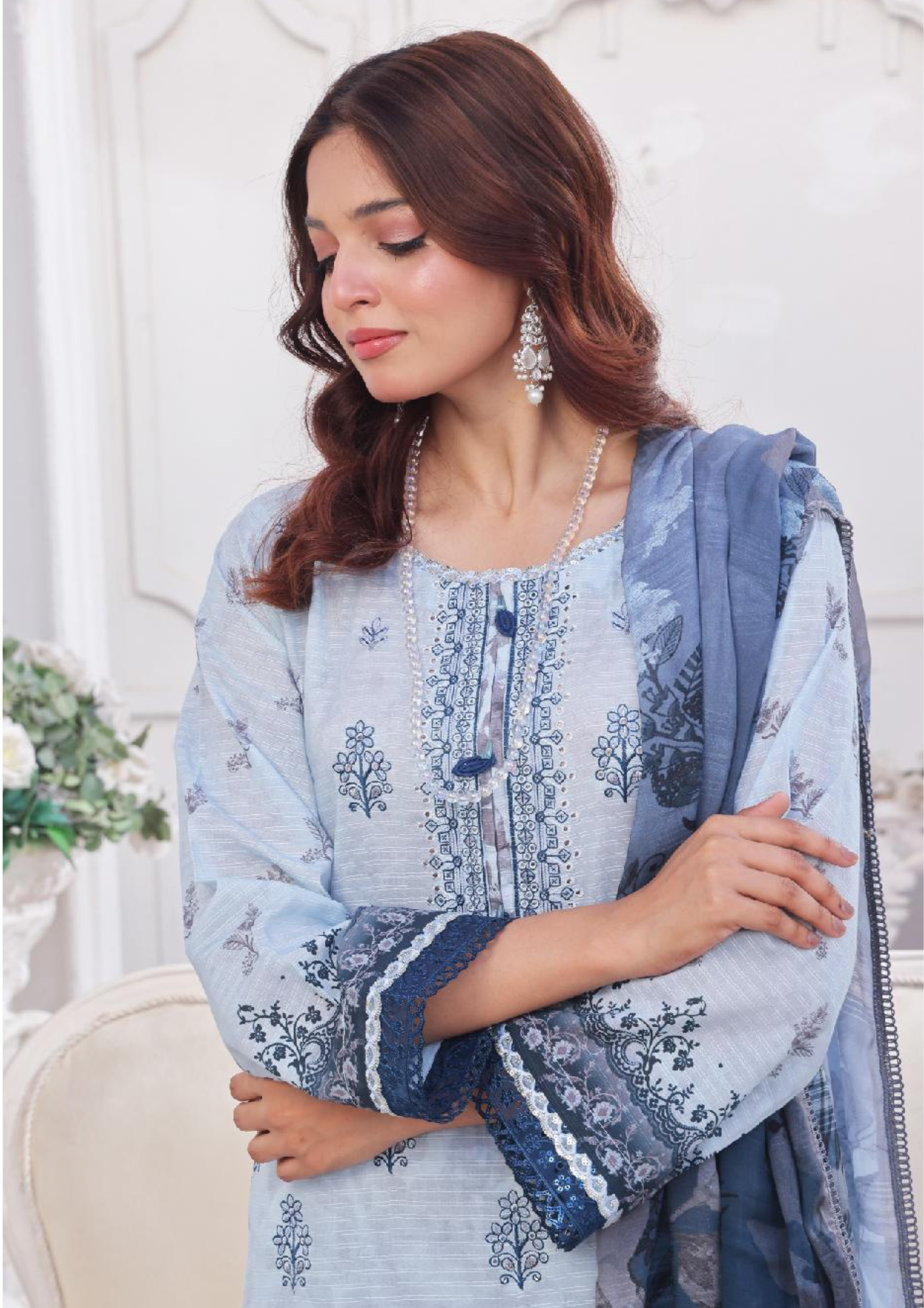 CHANDNI RAAT - Unstitched 3-Piece Bana Dora Digital Lawn