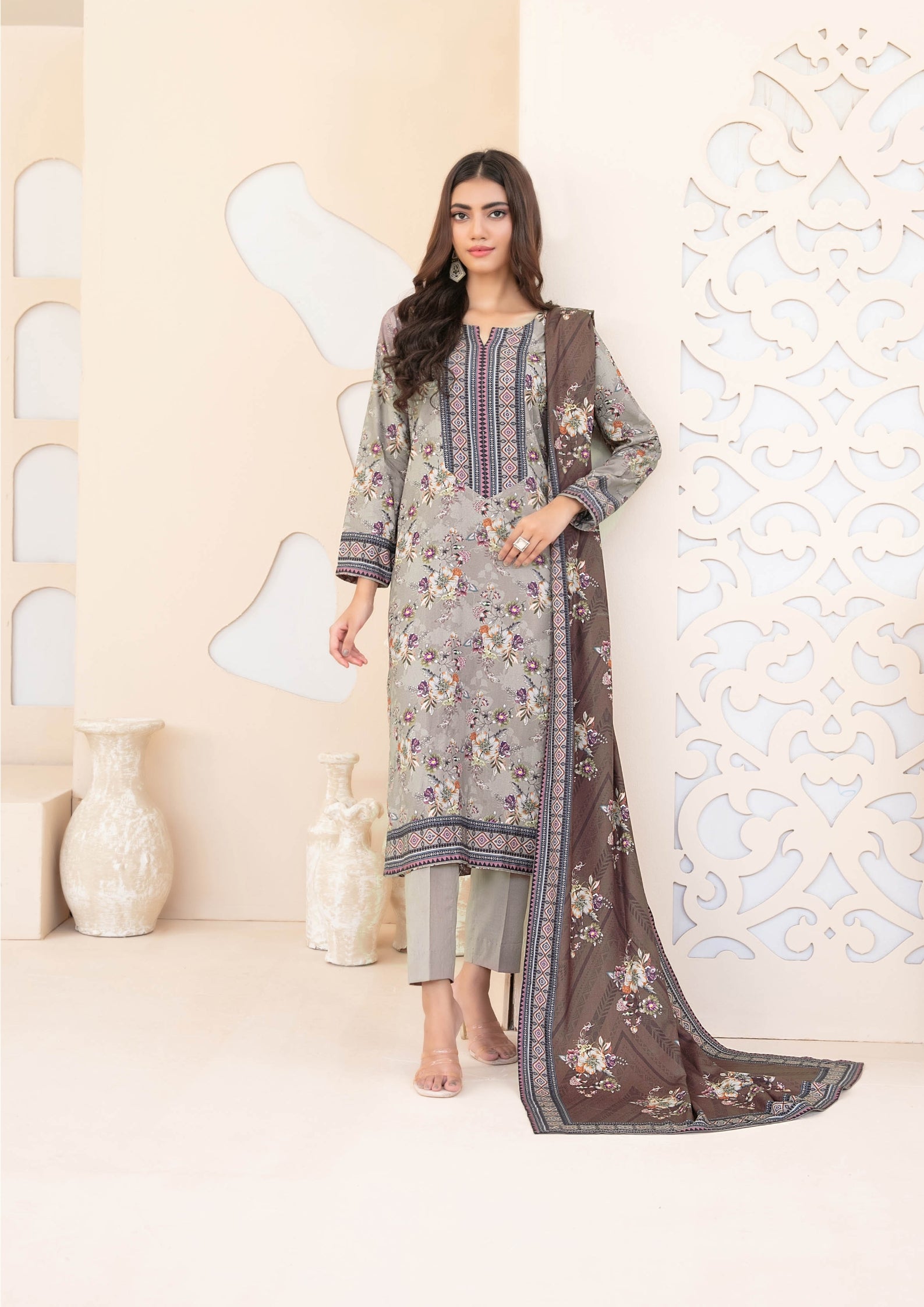 ZEENAT - Unstitched 3-PCS Digital Printed Staple
