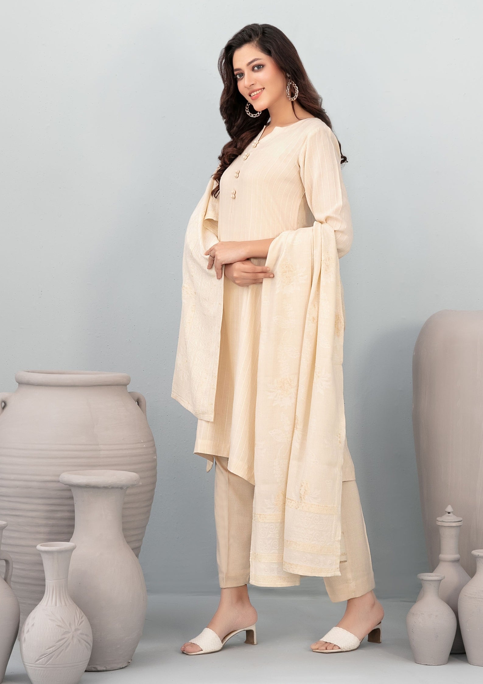 ANEZA - Unstitched Fancy Leather Peach