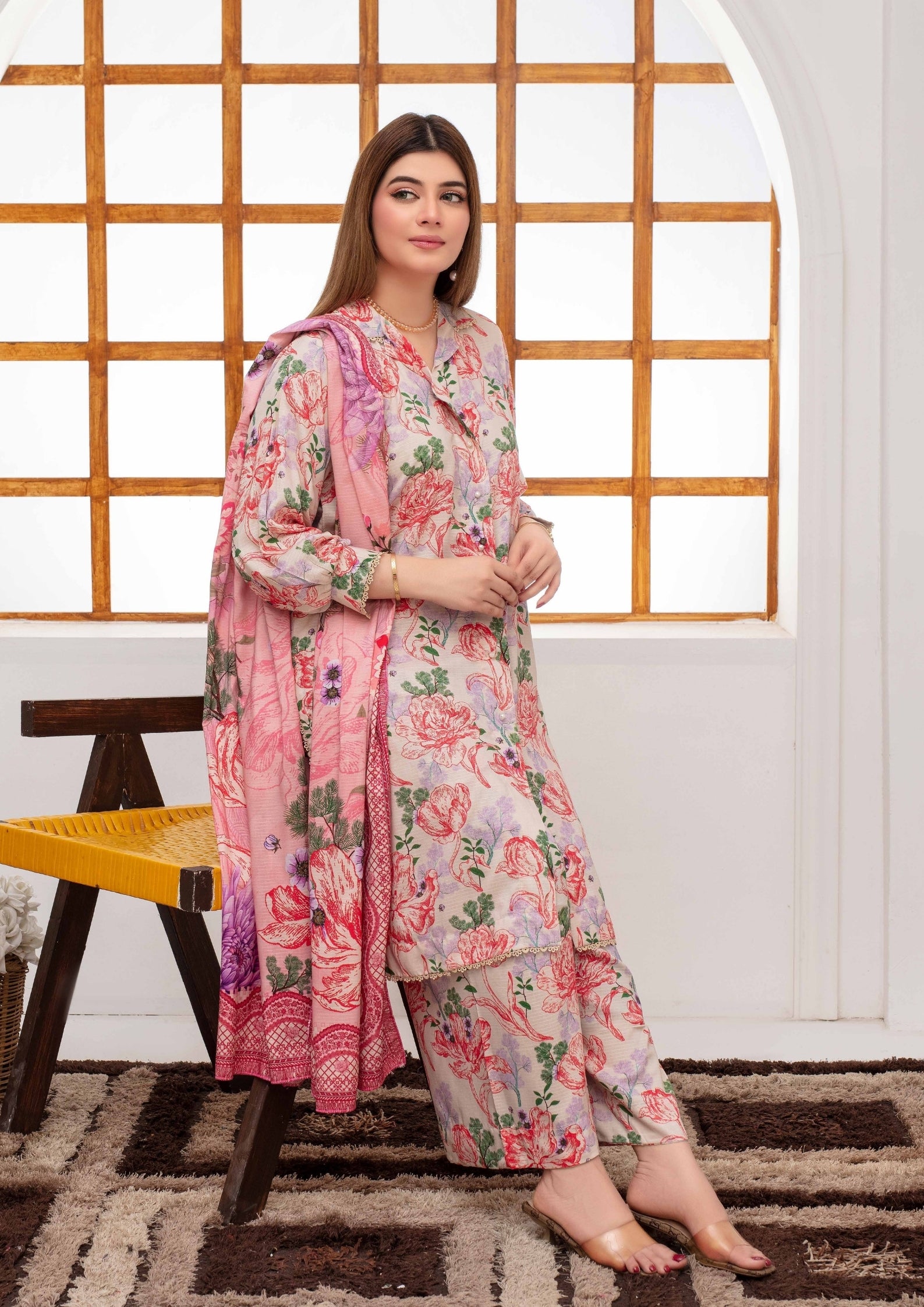 SHAFAQ - Unstitched 3-PCS Bana Dora Linen