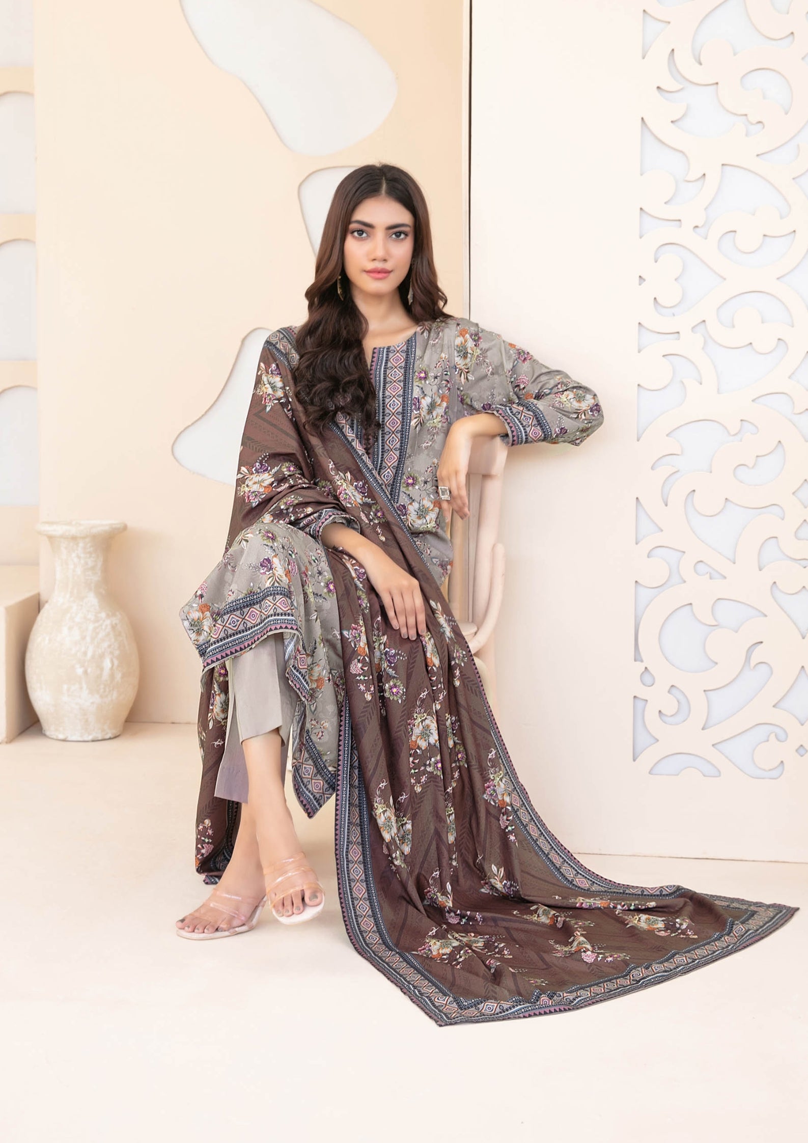 ZEENAT - Unstitched 3-PCS Digital Printed Staple