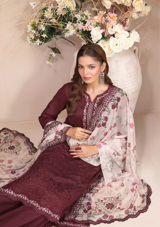 ERSA - Semi Stitched 3-Piece Embroidered Lawn