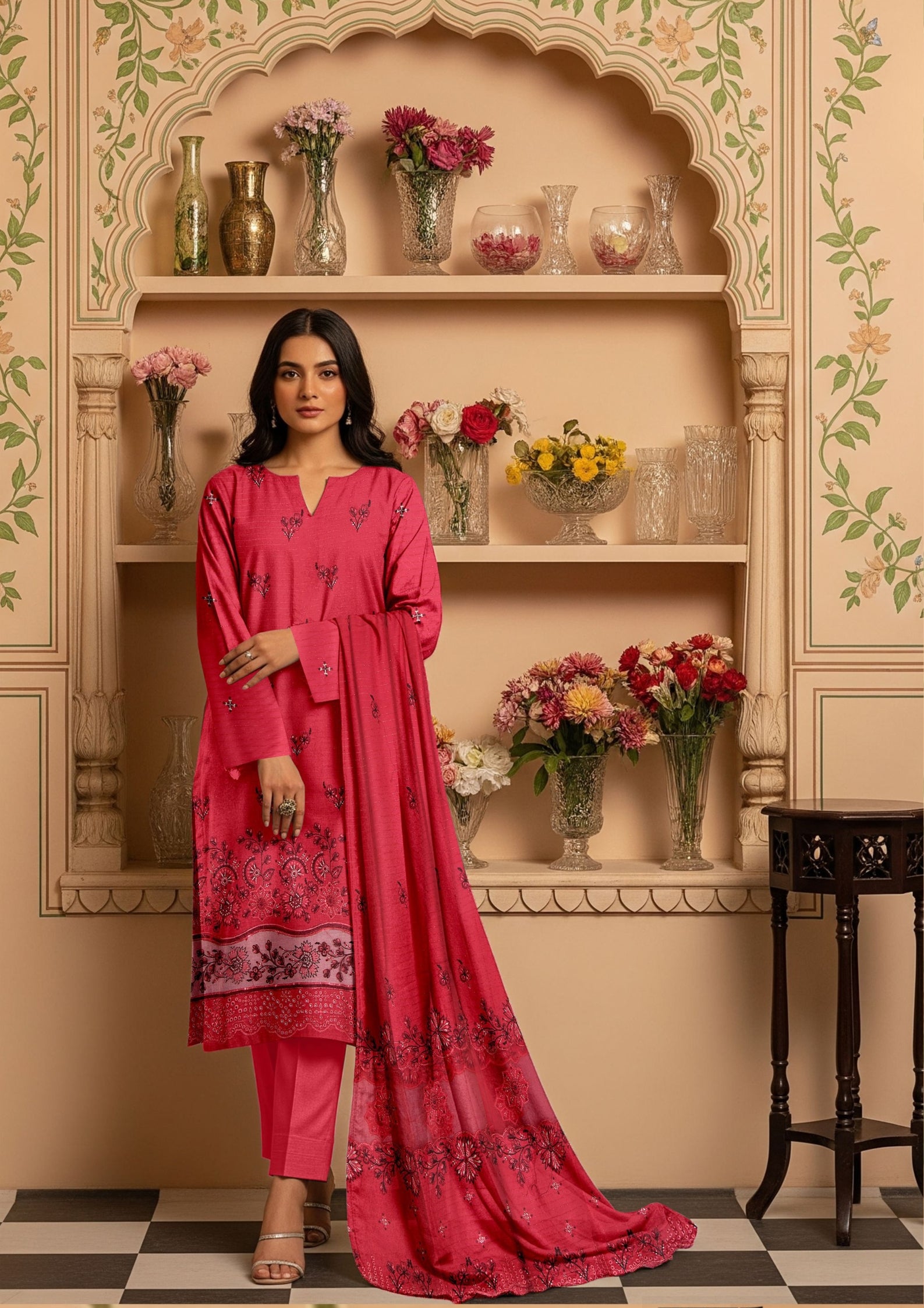 MORNI - Unstitched 3-PCS Embroidered Dhanak