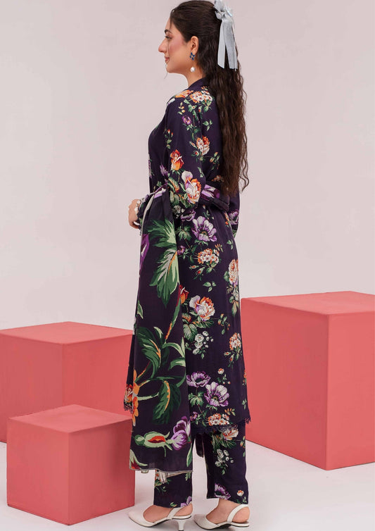 Meena - Unstitched 3-Piece Digital Linen