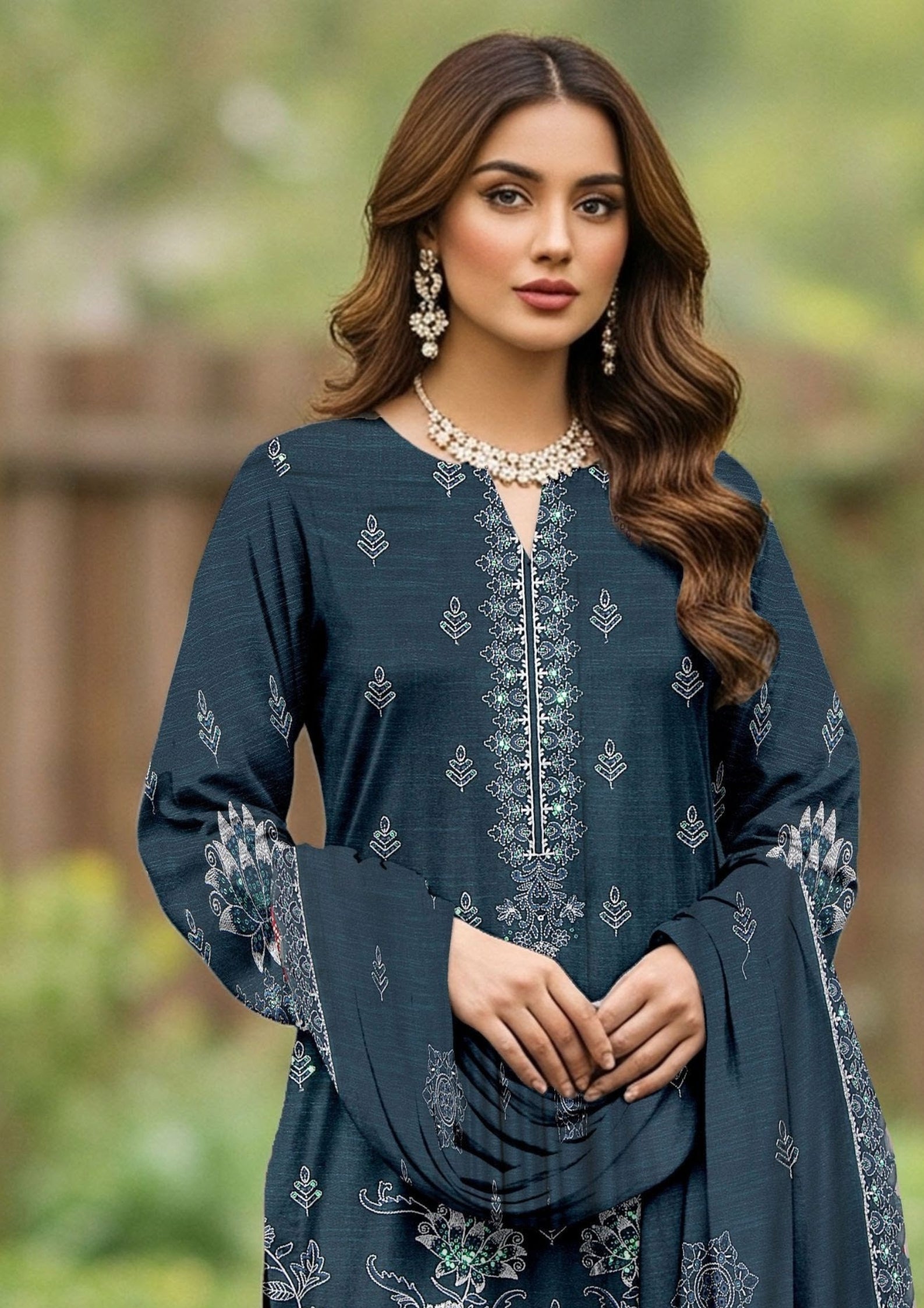 GULL-E-NOOR - Unstitched Embroidered Dhanak