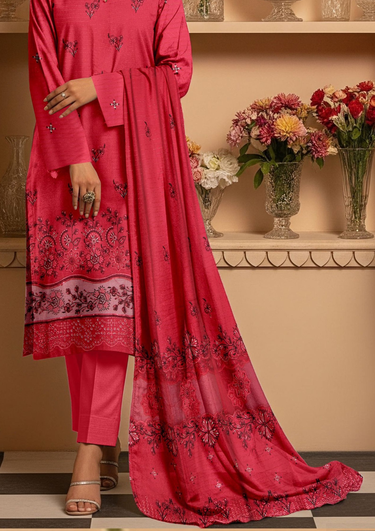 MORNI - Unstitched 3-PCS Embroidered Dhanak