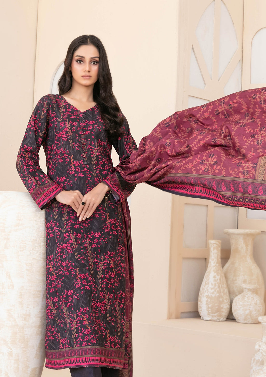 ZEENAT - Unstitched 3-PCS Digital Printed Staple