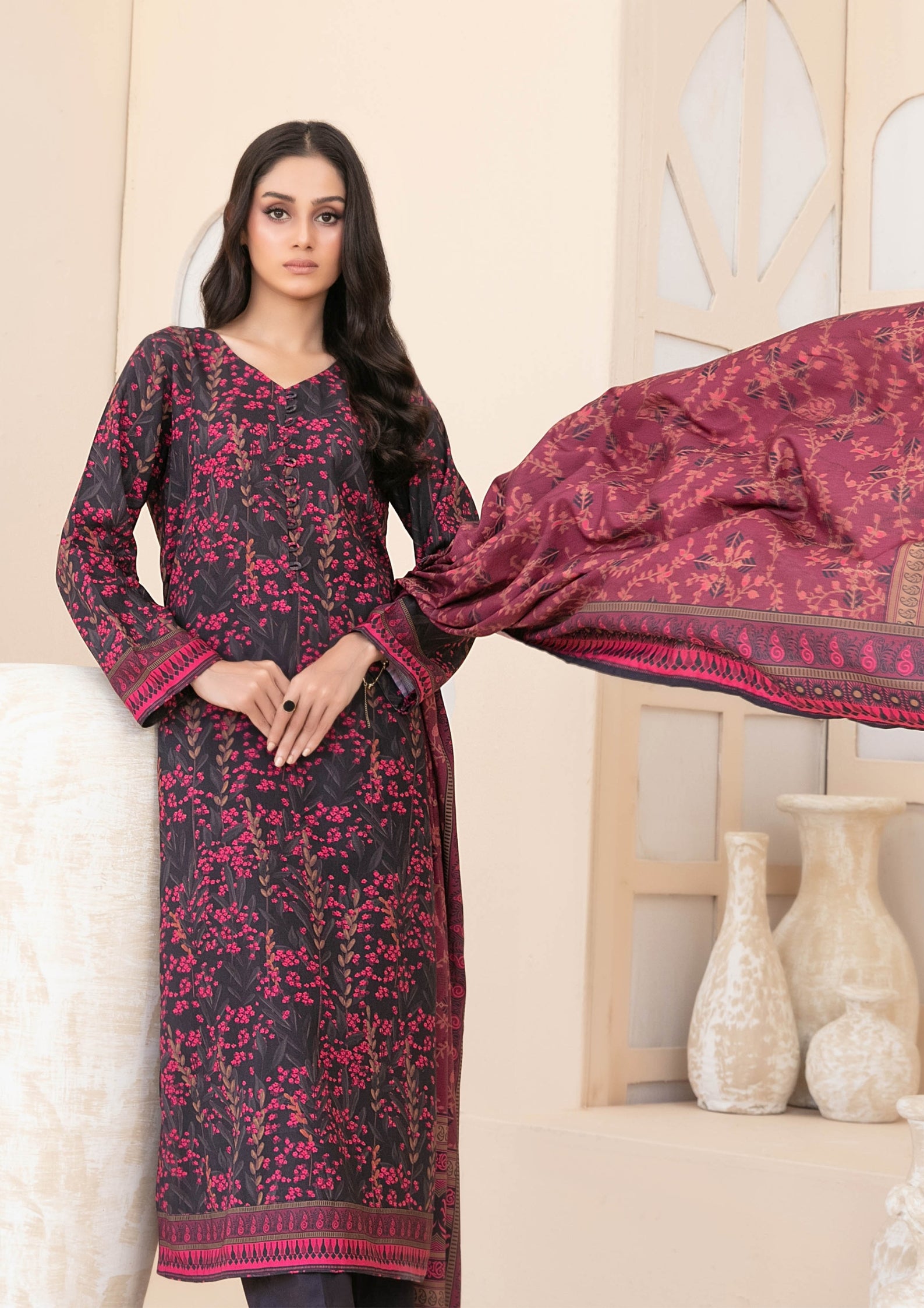 ZEENAT - Unstitched 3-PCS Digital Printed Staple