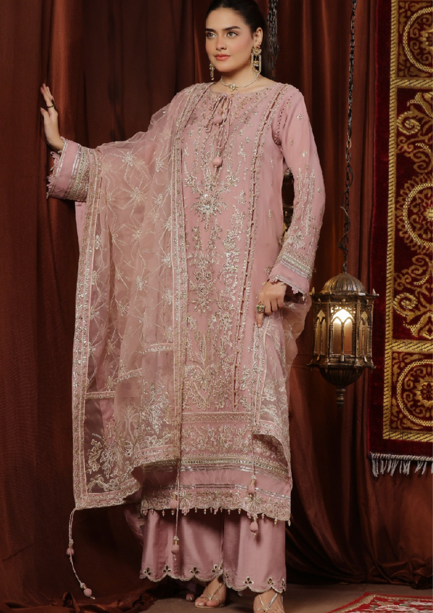 MEHRUNISSA - Unstitched 3-Piece Embroidered Organza