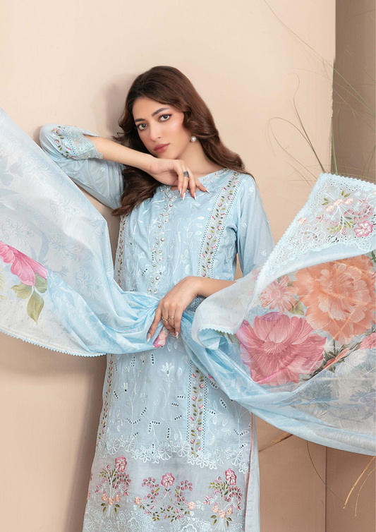 ERSA - Semi Stitched 3-Piece Embroidered Lawn