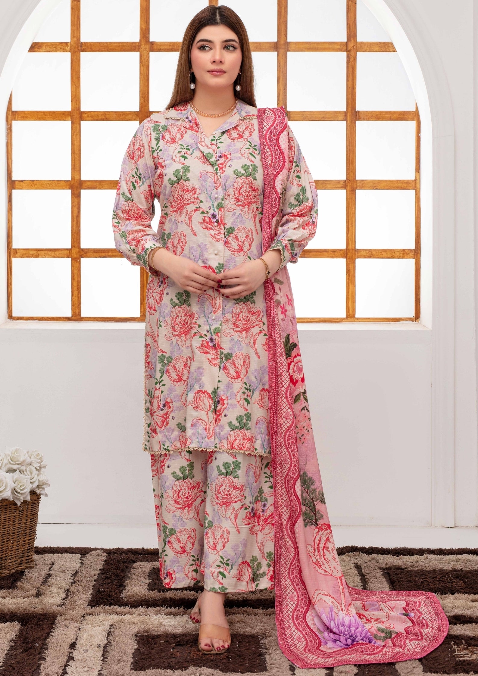 SHAFAQ - Unstitched 3-PCS Bana Dora Linen