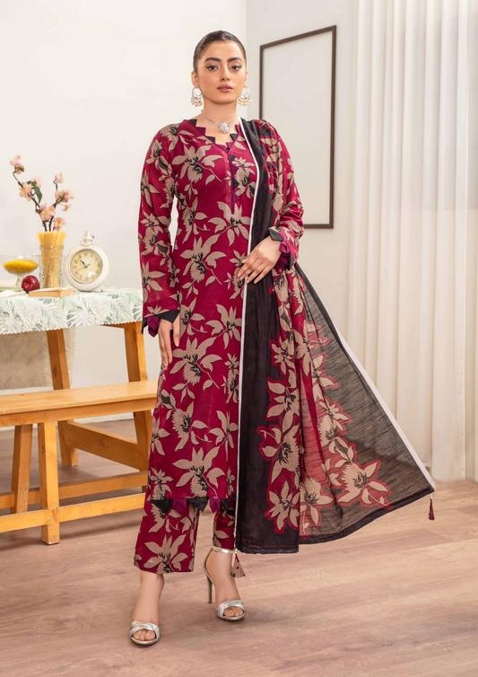 AROOHI - Unstitched 3-Piece Printed Lawn