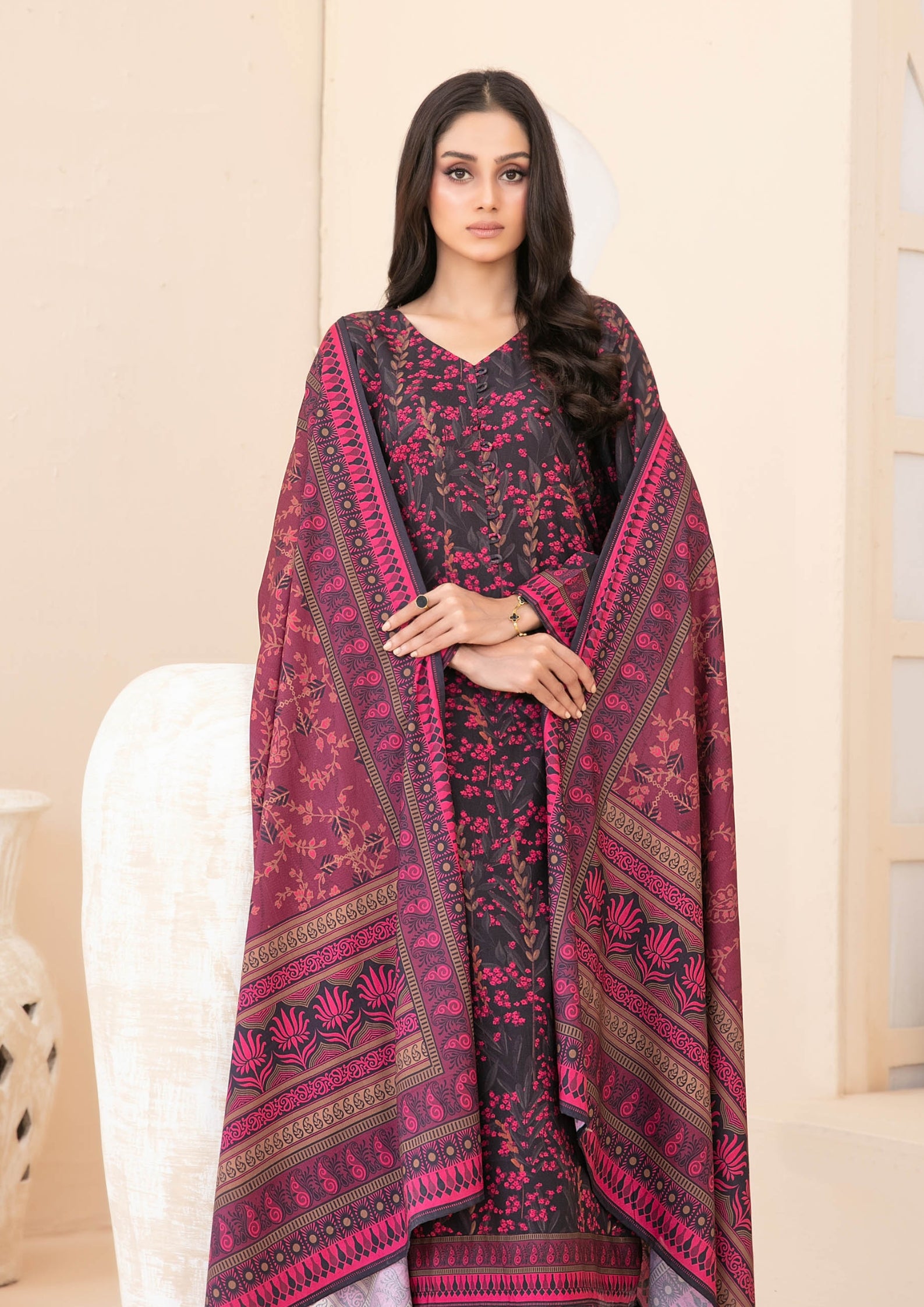 ZEENAT - Unstitched 3-PCS Digital Printed Staple
