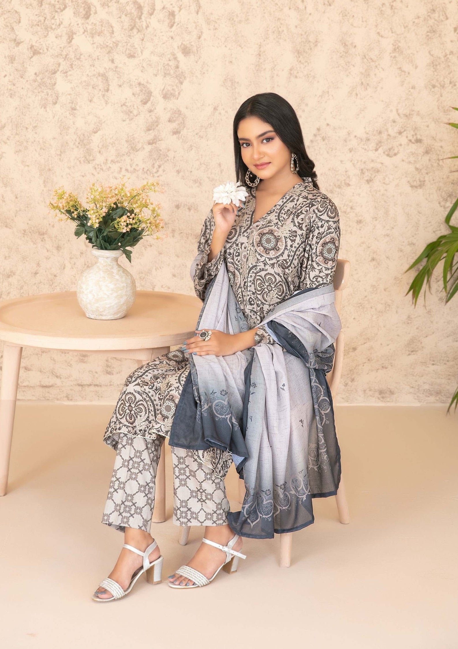 ANCHAL - Unstitched Embroidered Digital Printed Staple