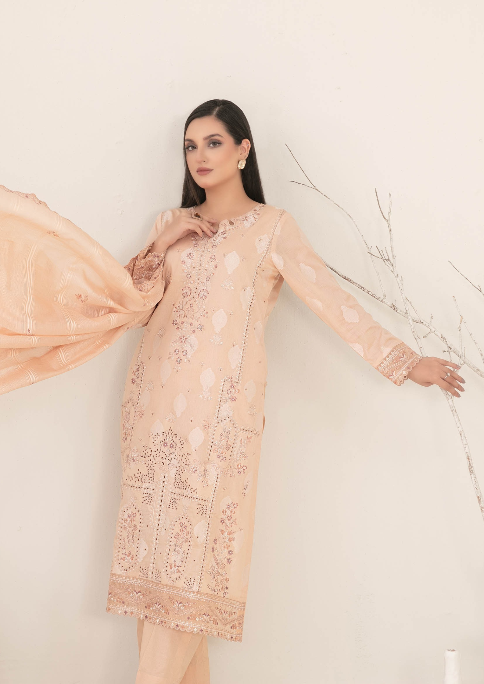 ZEENAT - Unstitched 3-Piece Broshia Banarsi