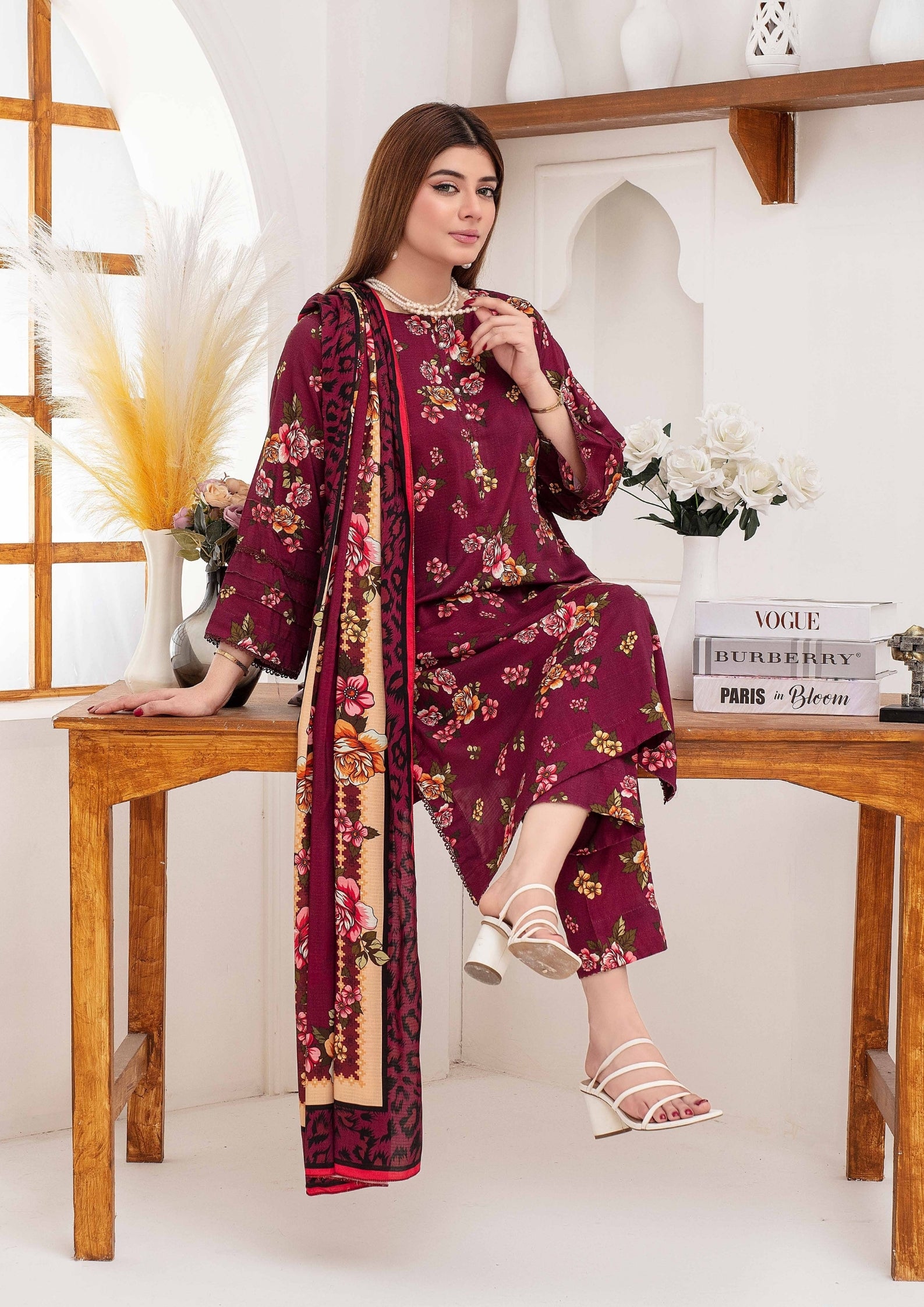 SHAFAQ - Unstitched 3-PCS Bana Dora Linen