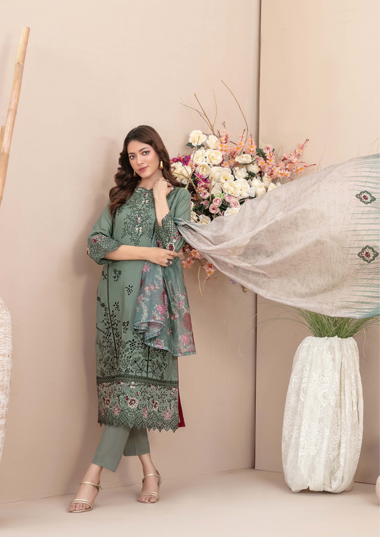ERSA - Semi Stitched 3-Piece Embroidered Lawn