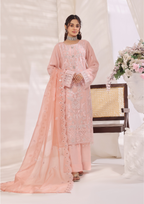 LA BELLE - Semi Stitched 3-Piece Embroidered Chiffon