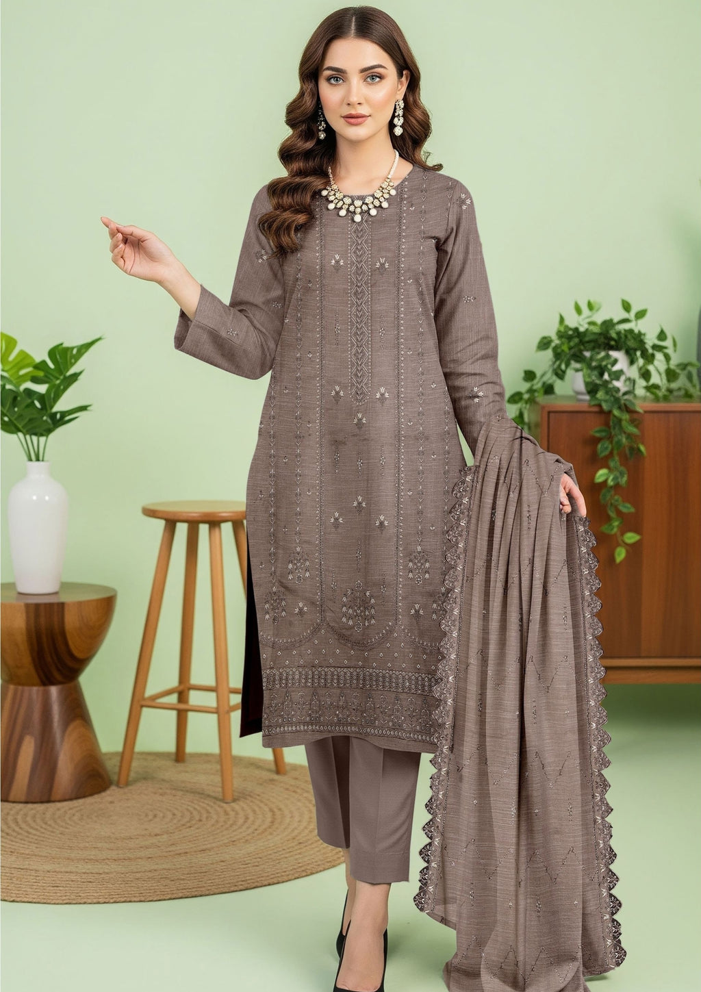 JAL PARI - Unstitched 3-PCS Embroidered