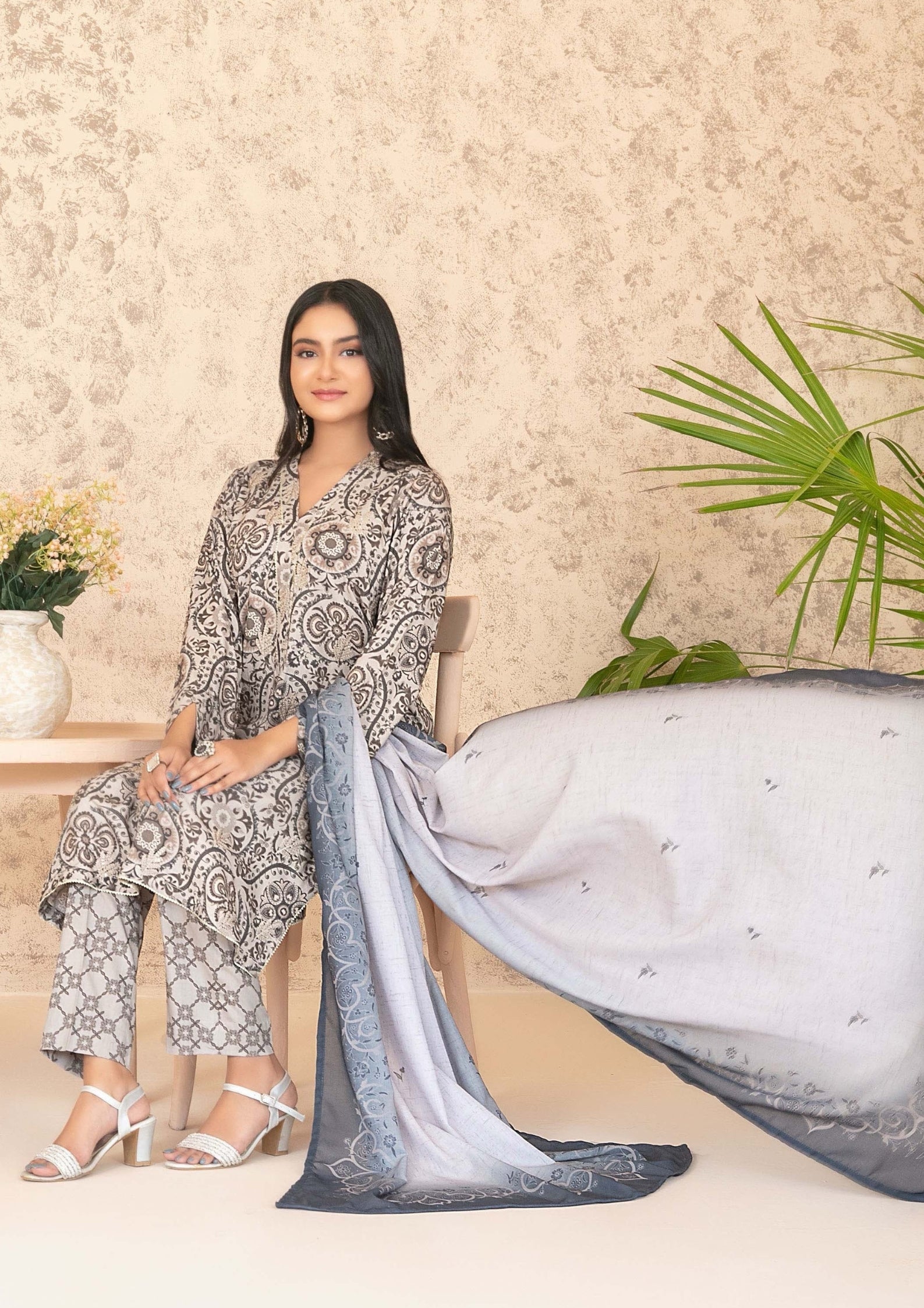 ANCHAL - Unstitched Embroidered Digital Printed Staple