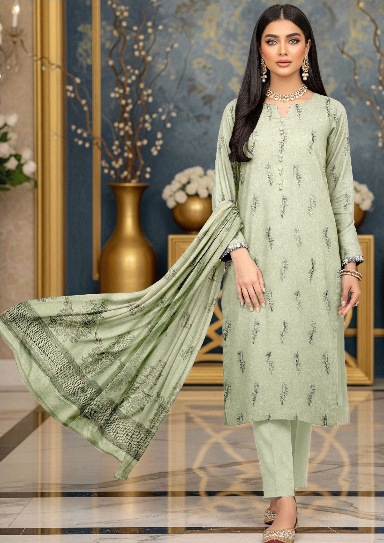 NOORI - Unstitched 3-PCS Broshia Leather Peach