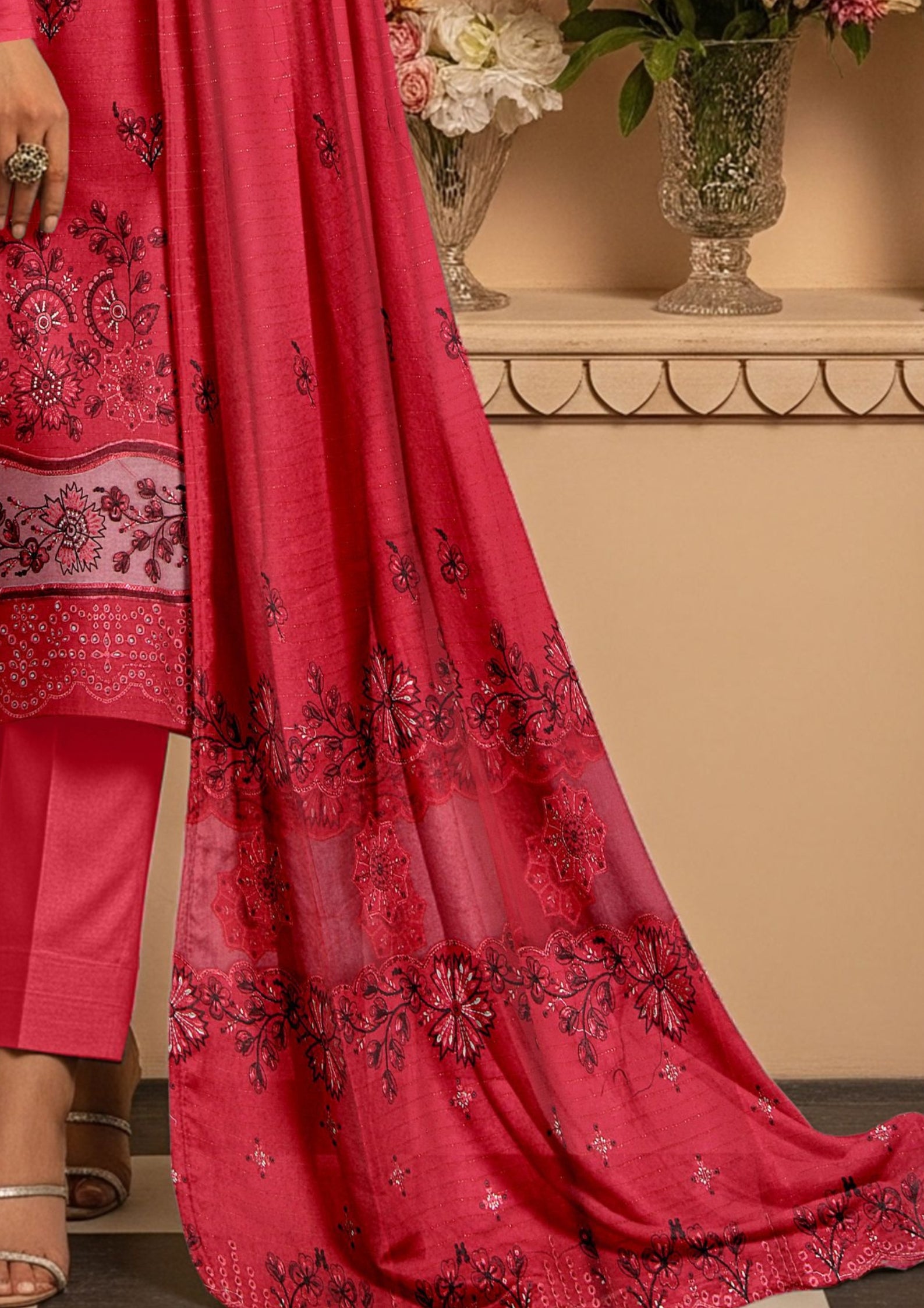 MORNI - Unstitched 3-PCS Embroidered Dhanak