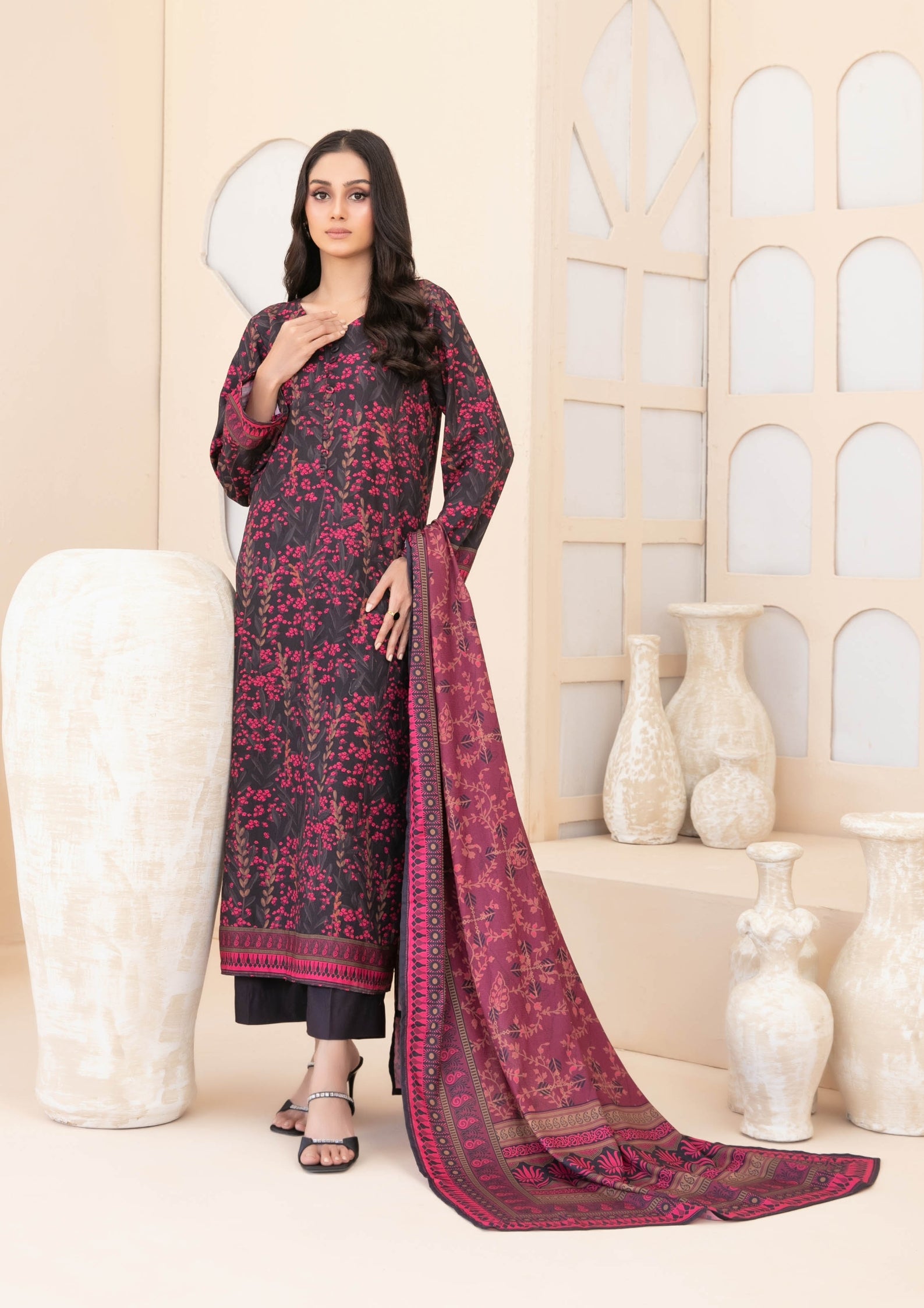 ZEENAT - Unstitched 3-PCS Digital Printed Staple