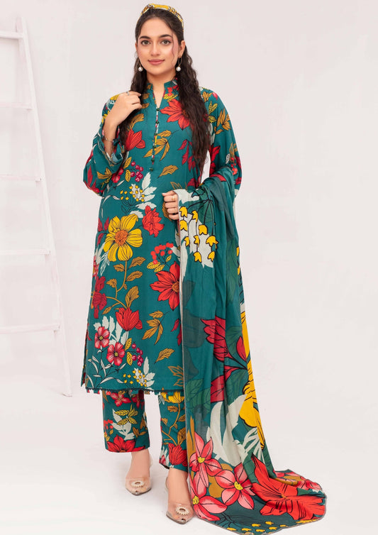 Meena - Unstitched 3-Piece Digital Linen