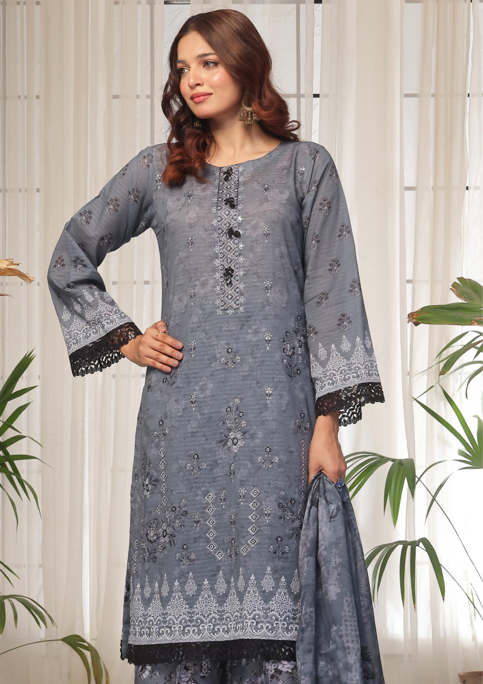 CHANDNI RAAT - Unstitched 3-Piece Bana Dora Digital Lawn
