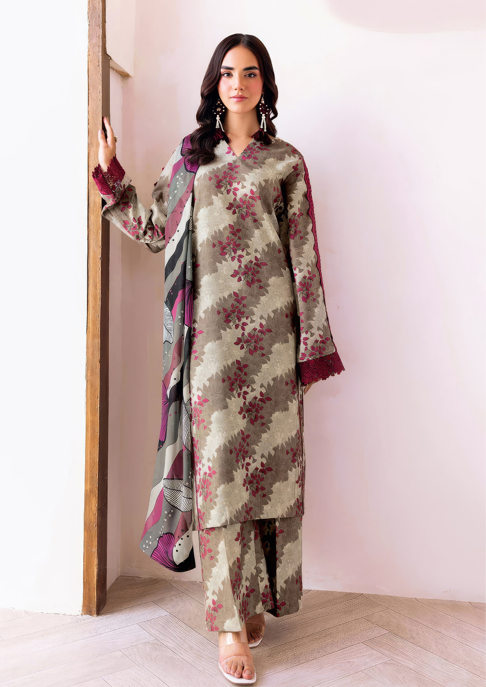 NAQSH-E-NAAZ - Unstitched 3-Piece Digital Bana Dora Lawn