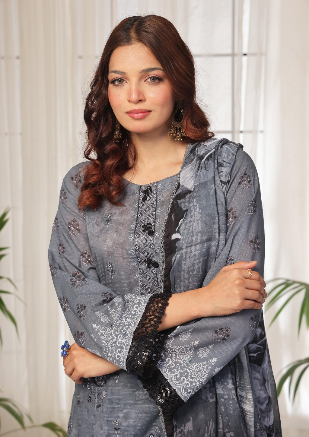 CHANDNI RAAT - Unstitched 3-Piece Bana Dora Digital Lawn