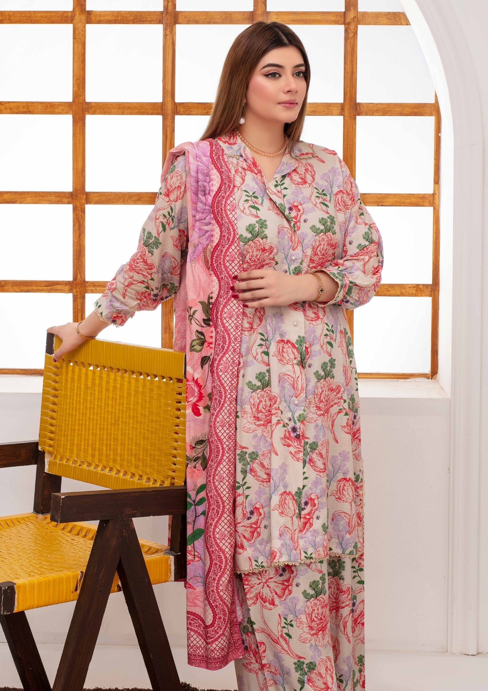SHAFAQ - Unstitched 3-PCS Bana Dora Linen