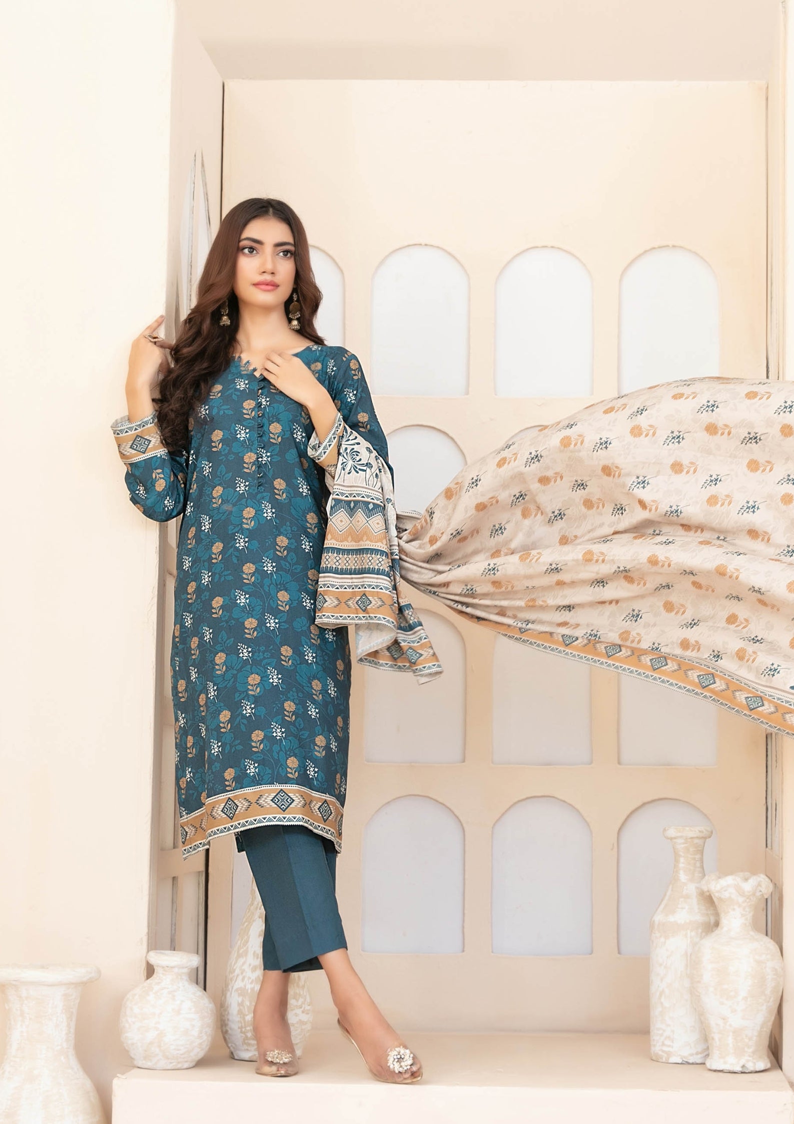 ZEENAT - Unstitched 3-PCS Digital Printed Staple