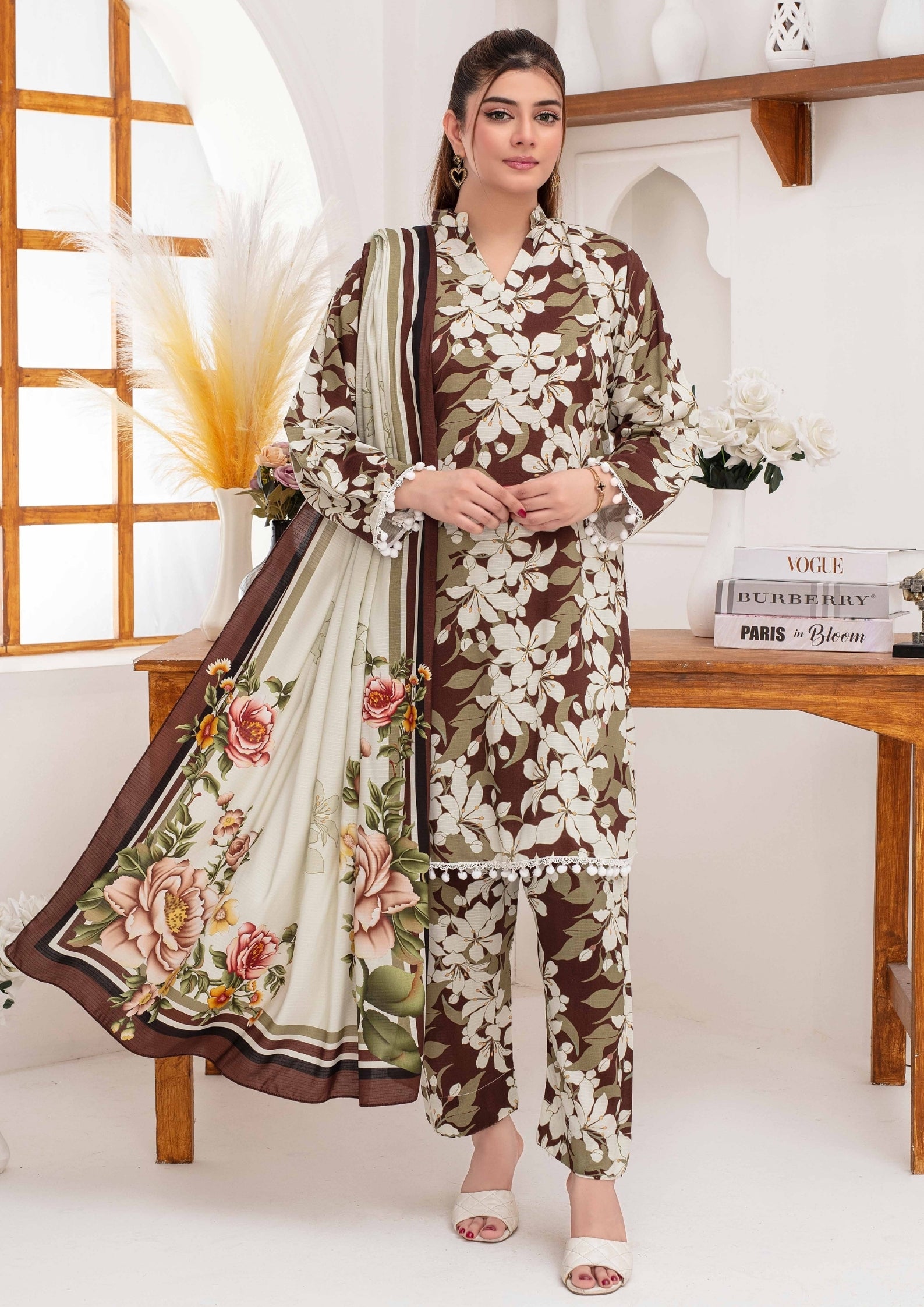SHAFAQ - Unstitched 3-PCS Bana Dora Linen