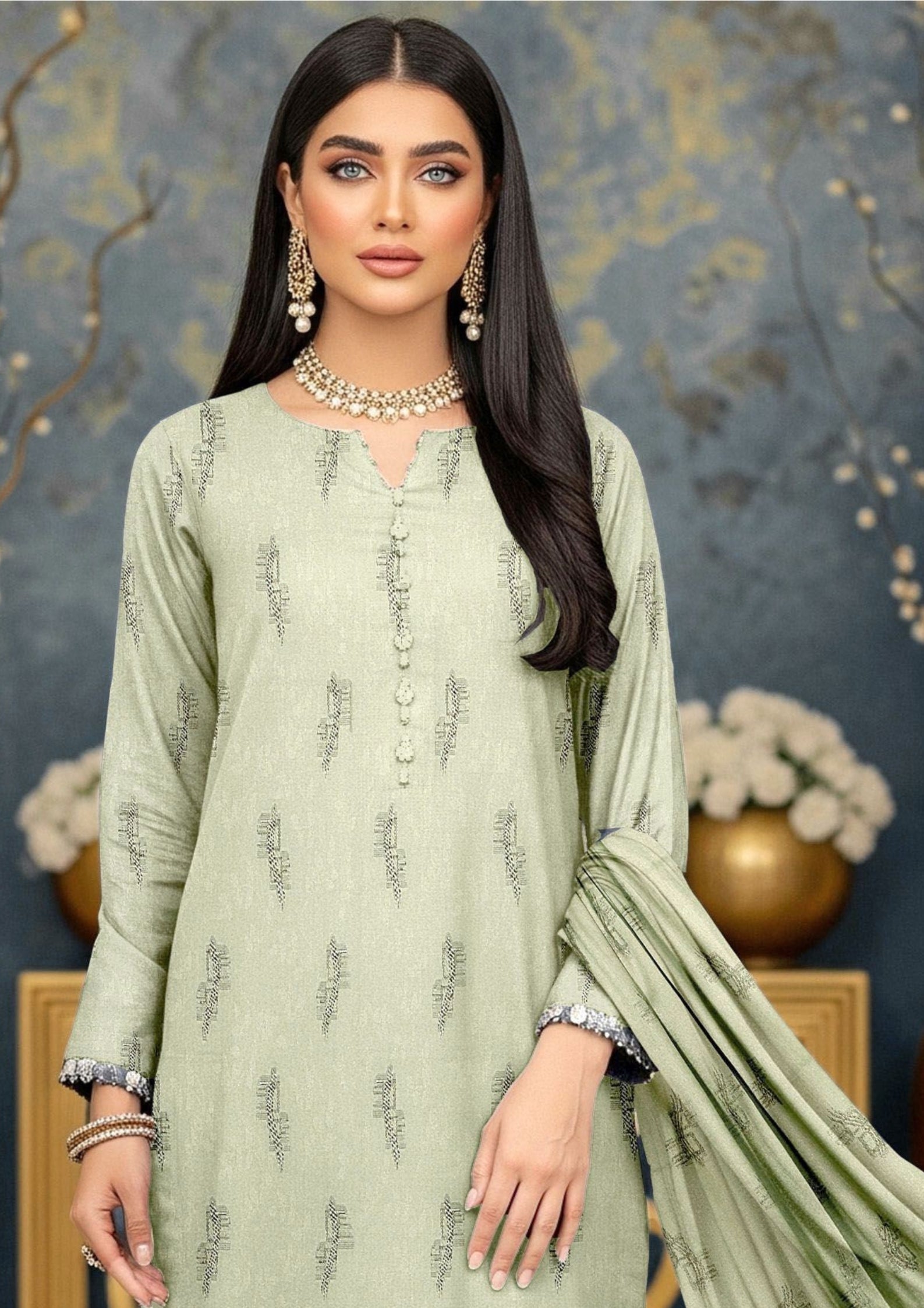 NOORI - Unstitched 3-PCS Broshia Leather Peach