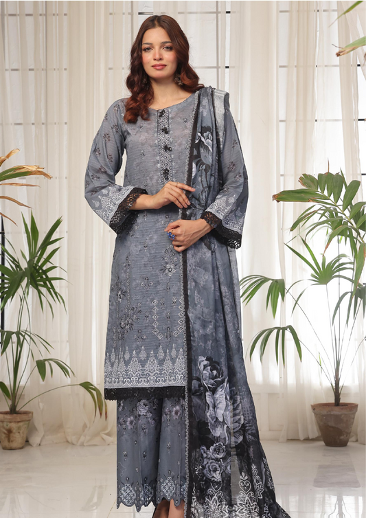 CHANDNI RAAT - Unstitched 3-Piece Bana Dora Digital Lawn