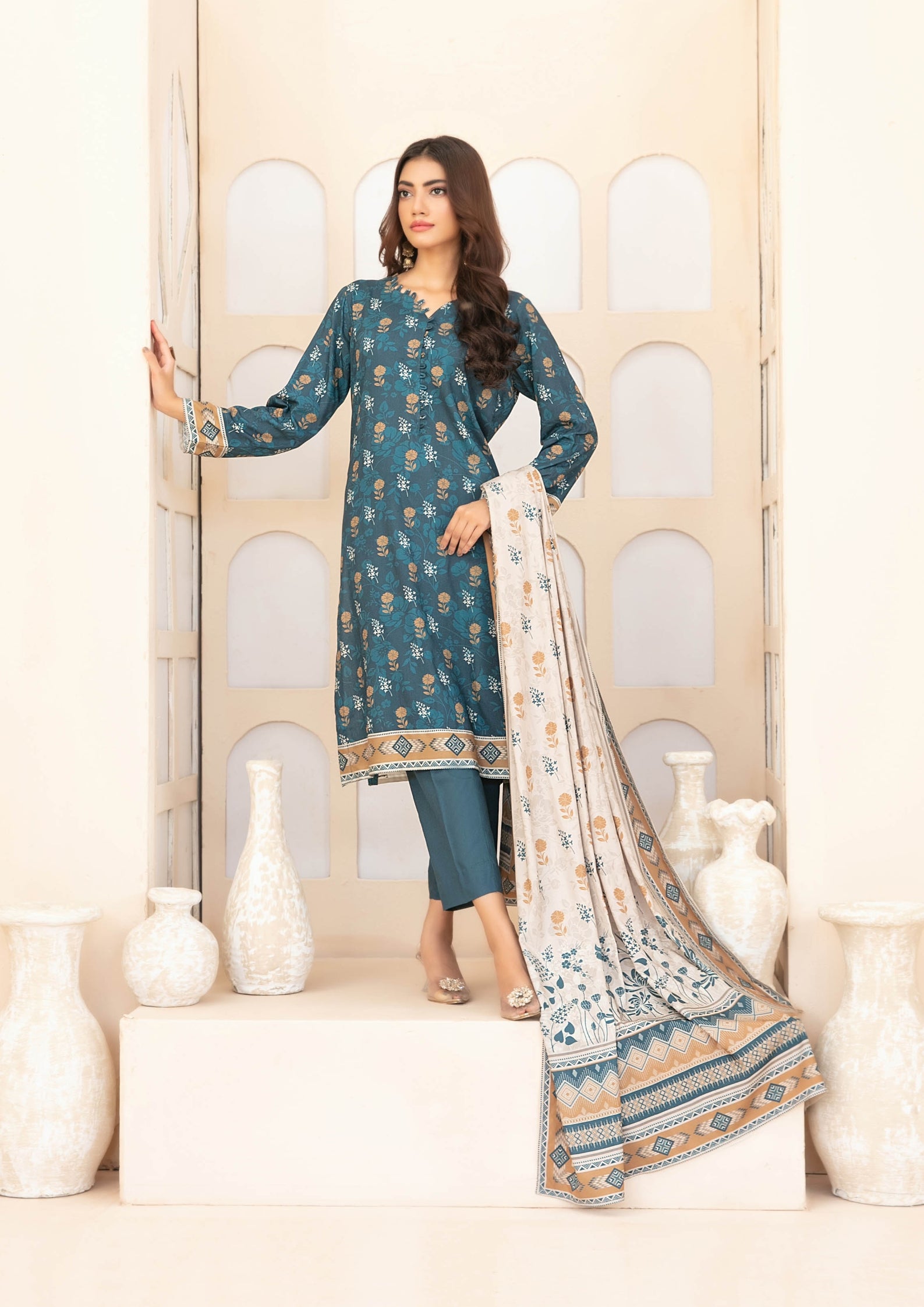 ZEENAT - Unstitched 3-PCS Digital Printed Staple