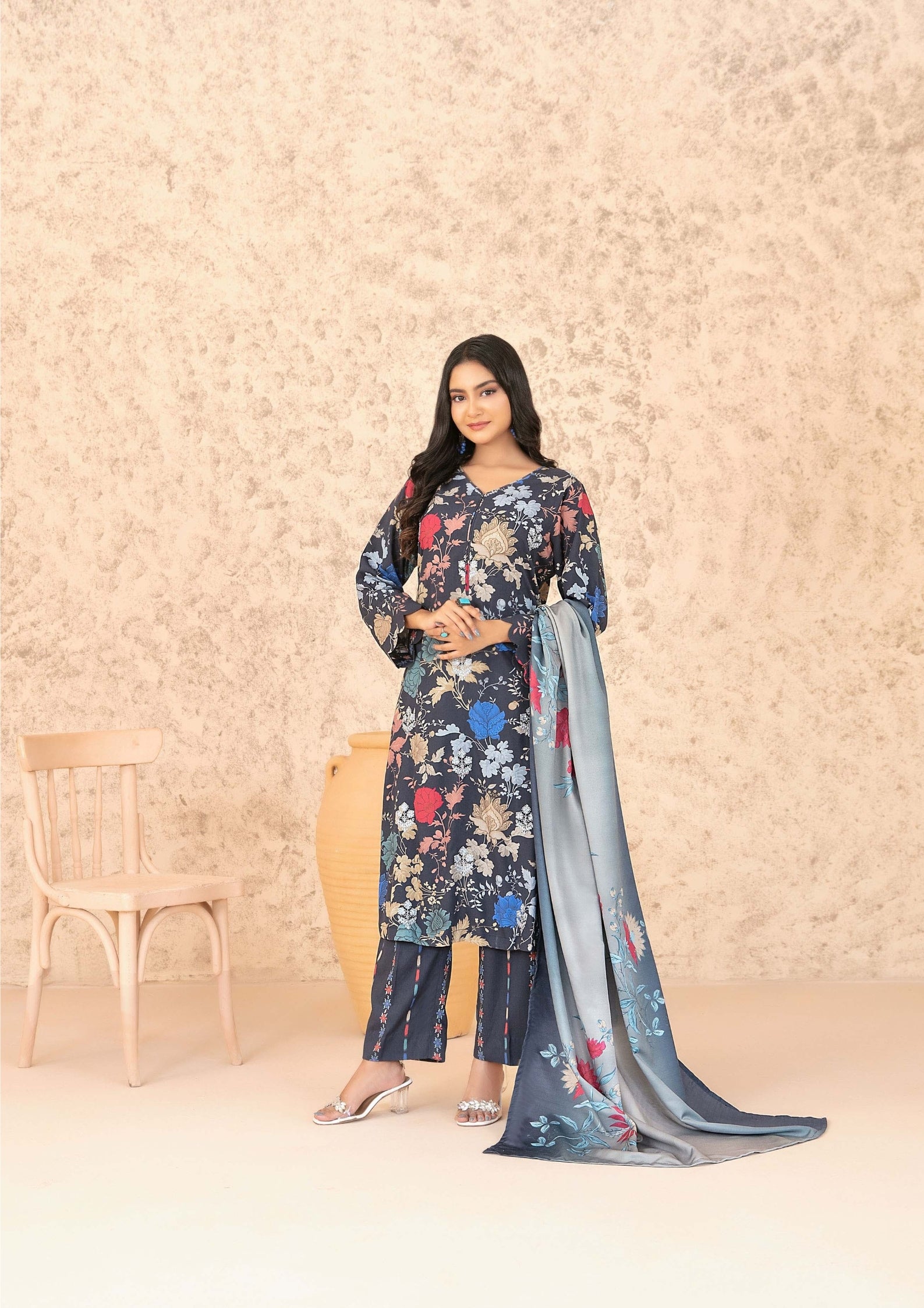 ANCHAL - Unstitched Embroidered Digital Printed Staple