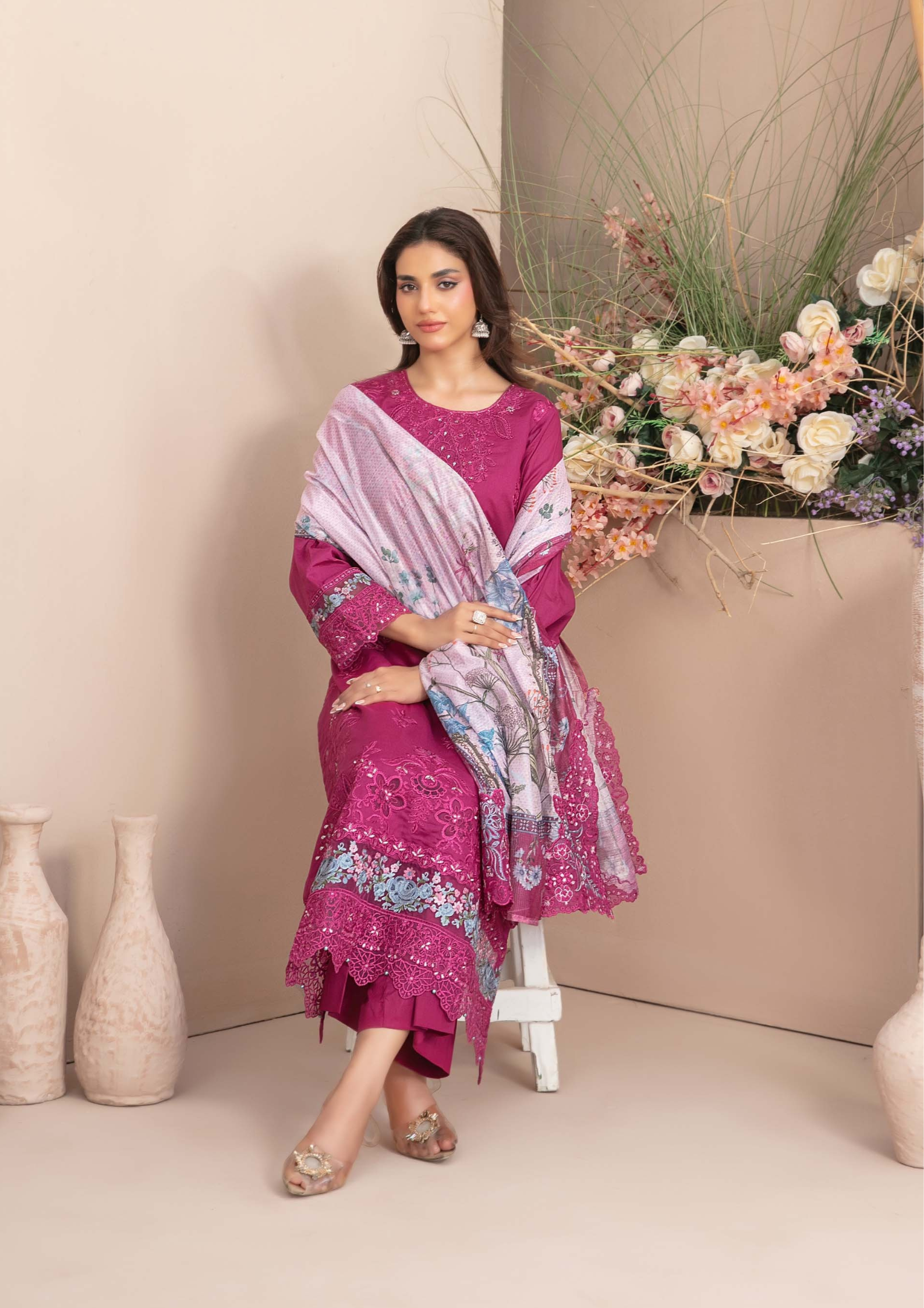 ERSA - Semi Stitched 3-Piece Embroidered Lawn