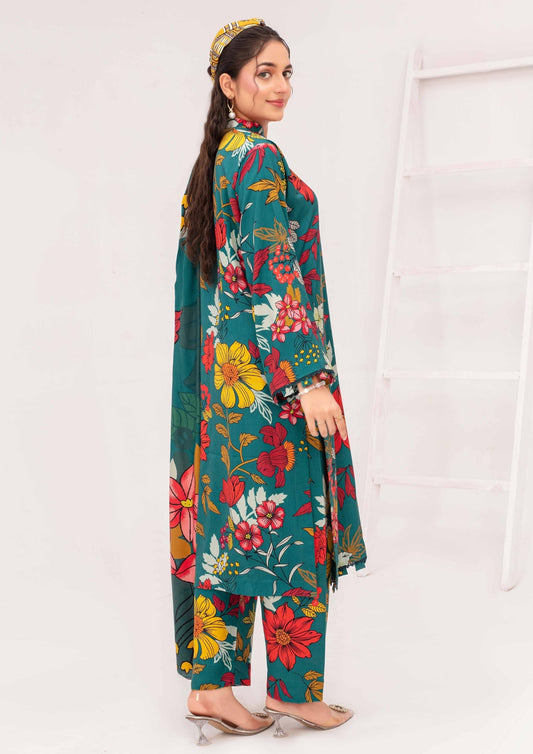 Meena - Unstitched 3-Piece Digital Linen