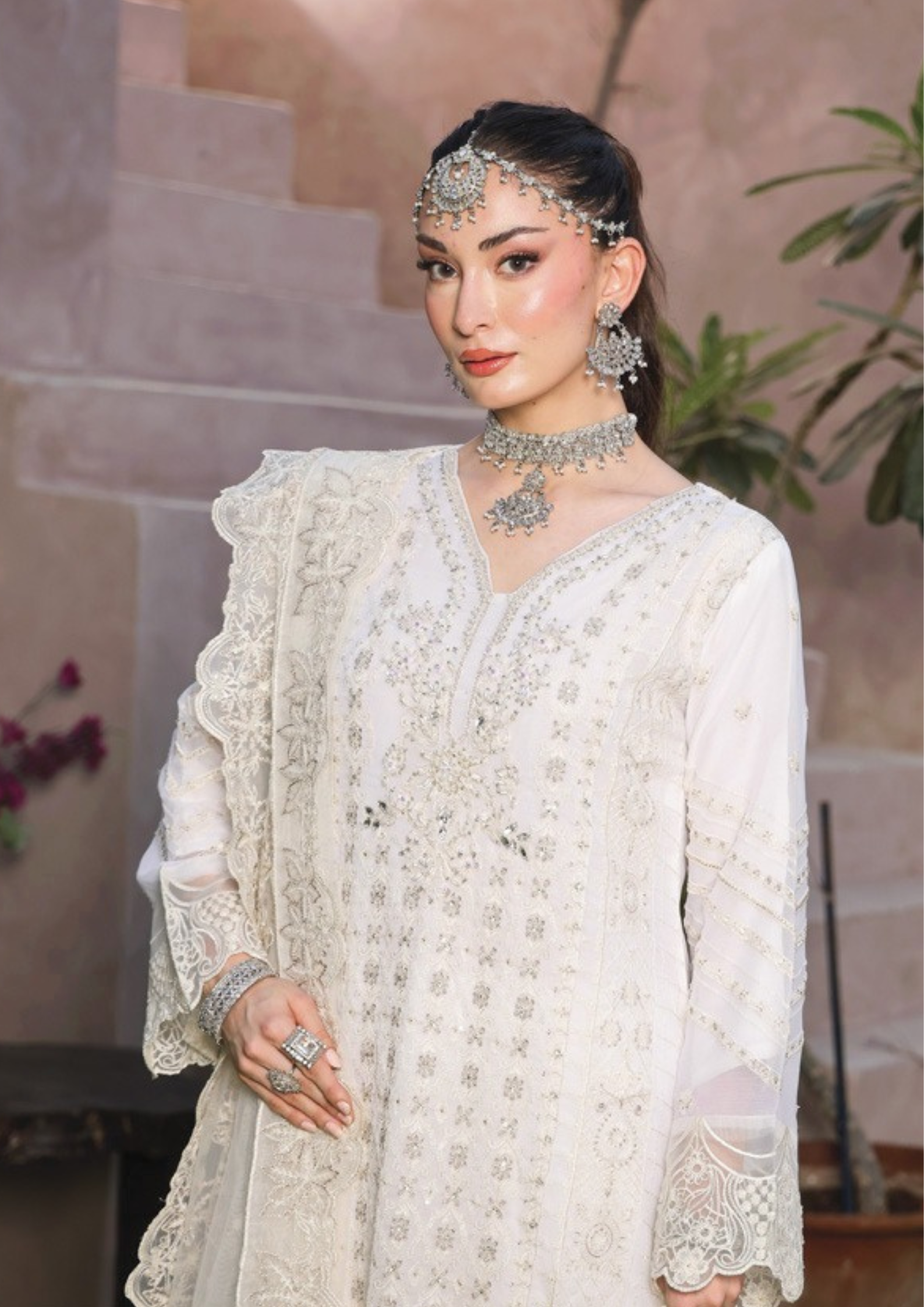 SHEESH MAHAL - Semi Stitched 3 - Piece Embroidered