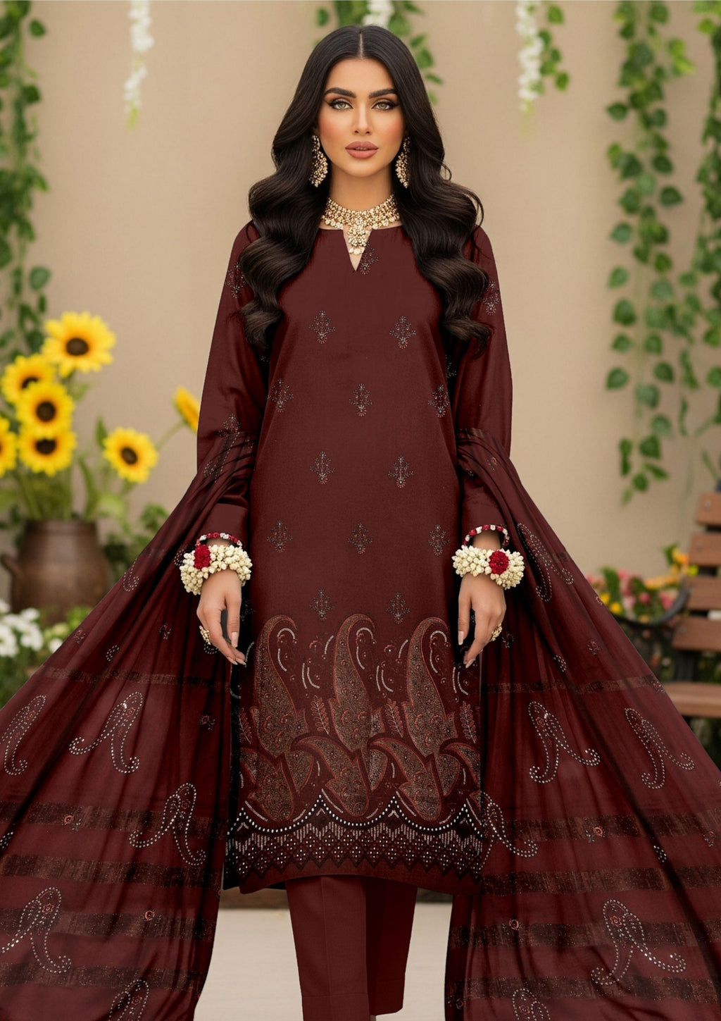 AINA - Unstitched Embroidered Dhanak