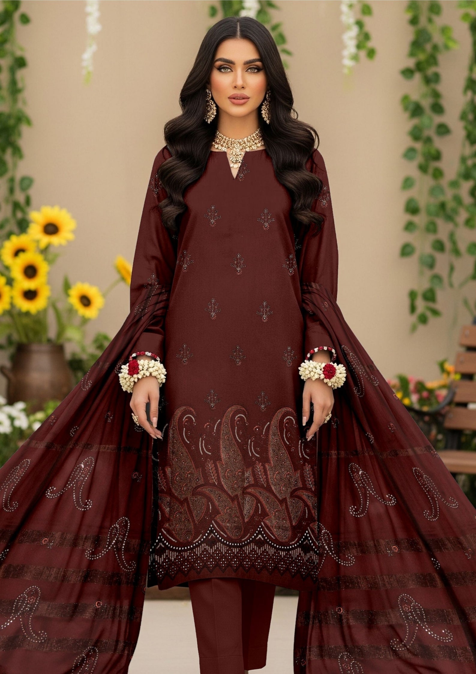 AINA - Unstitched Embroidered Dhanak